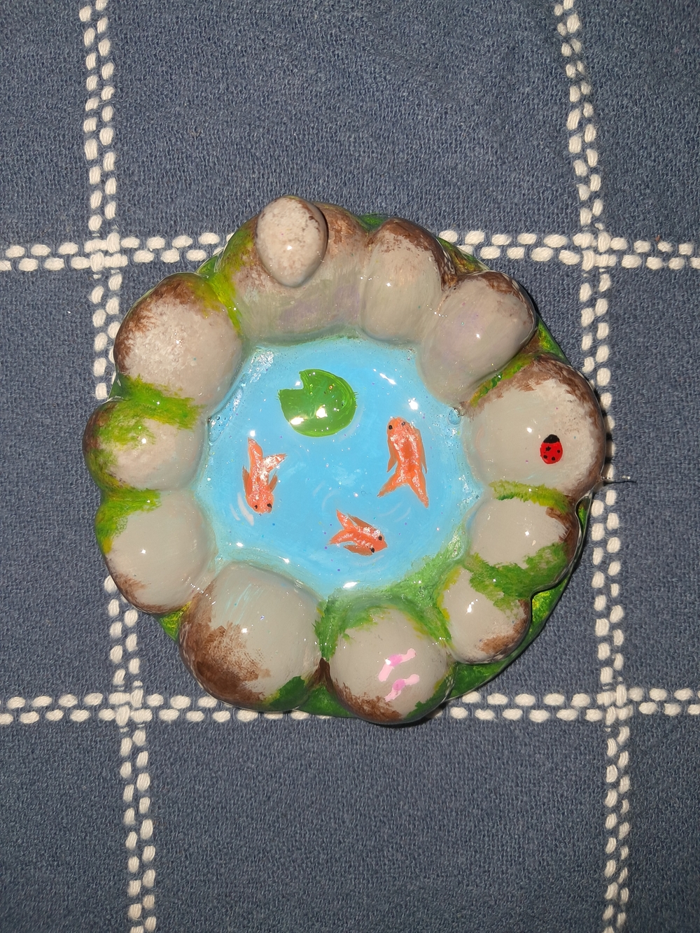Hand-Painted Ceramic Fish Pond Decor Dish